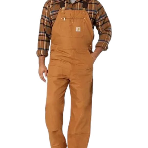 Carhartt Men's Bib Overalls R03 BRN are NEW WITHOUT TAGS Brown Heavy Weight  42 - Picture 2 of 16